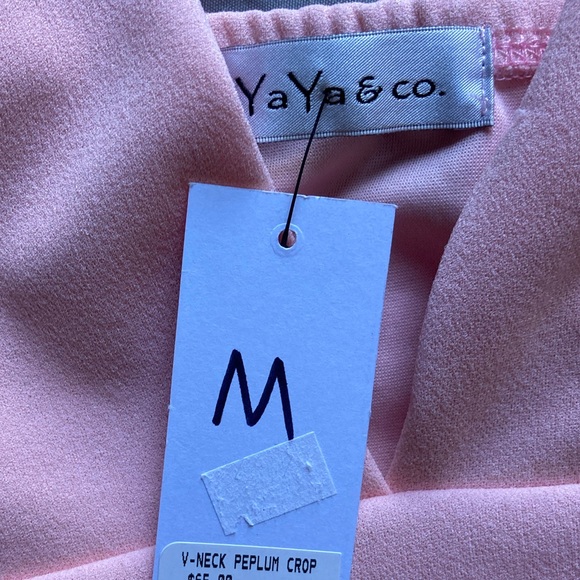 YaYa & Co Pink V-Neck Peplum Crop Top - Picture 4 of 4